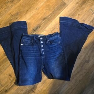 Dark wash button fly KanCan flares